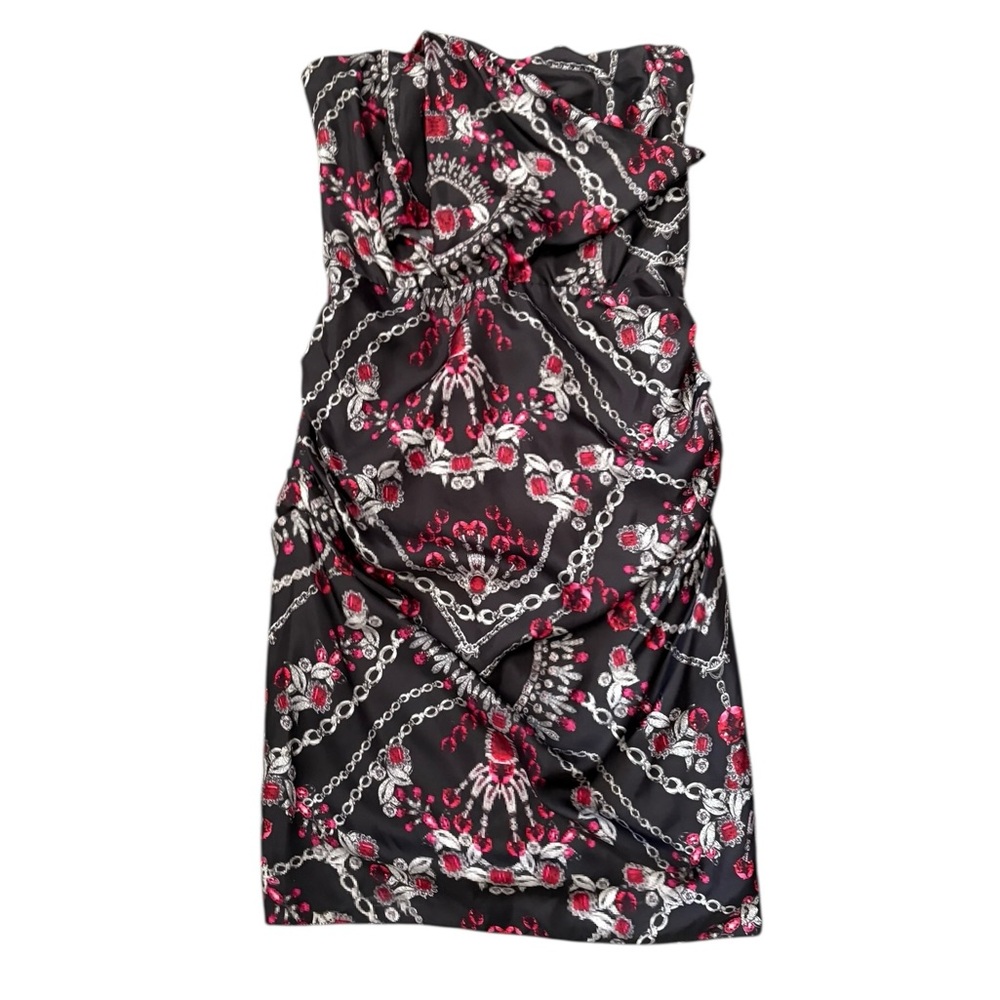 Anna Molinari Made in Italy Silk Blend Ruched Strapless Sheath Mini Dress NWT